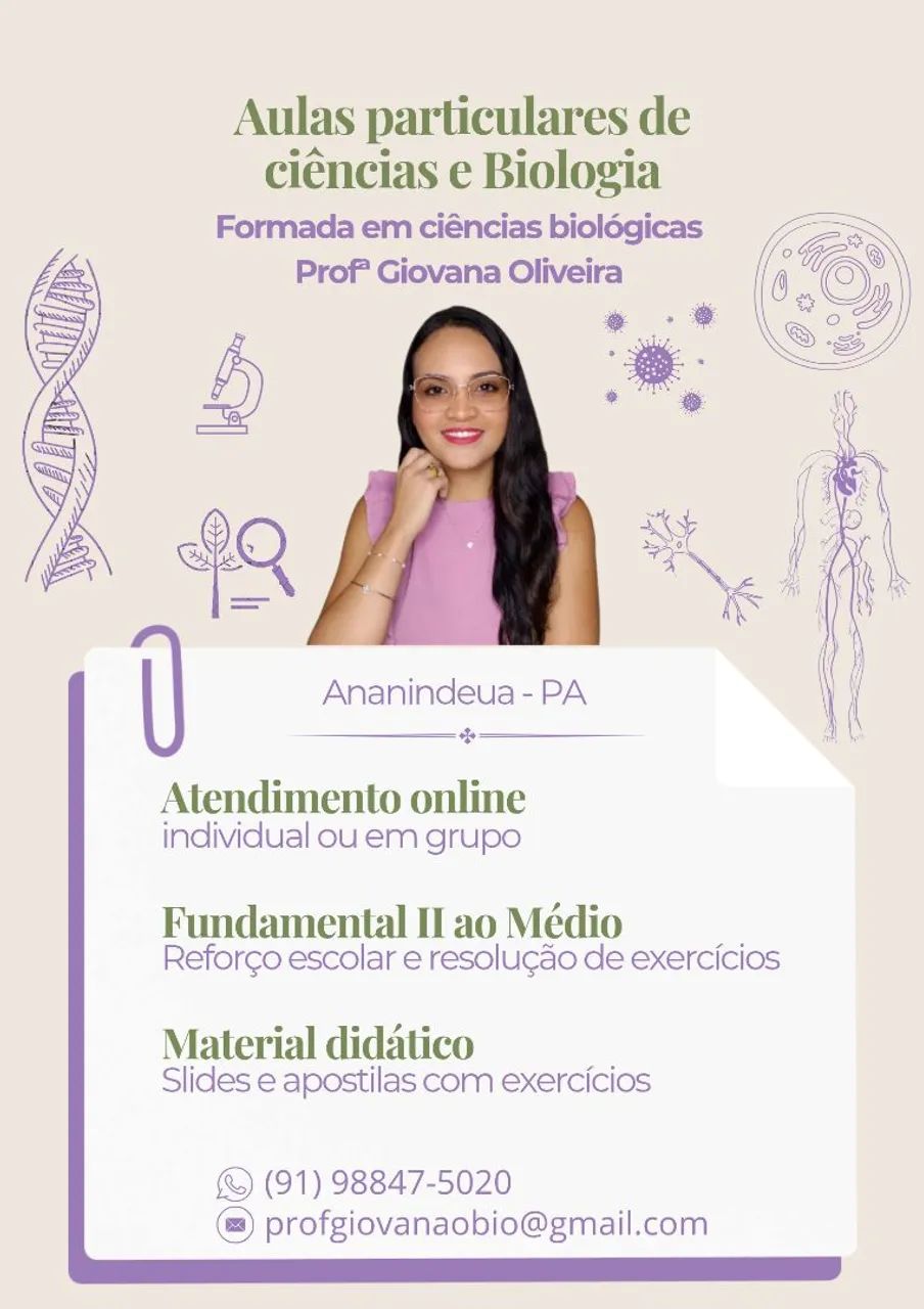 Aulas particulares de ciências e biologia