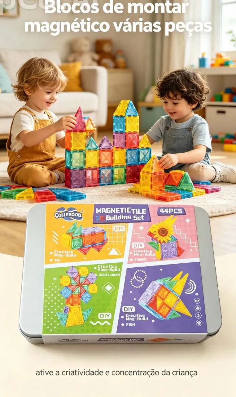 Bloco de montar magnético várias peças 