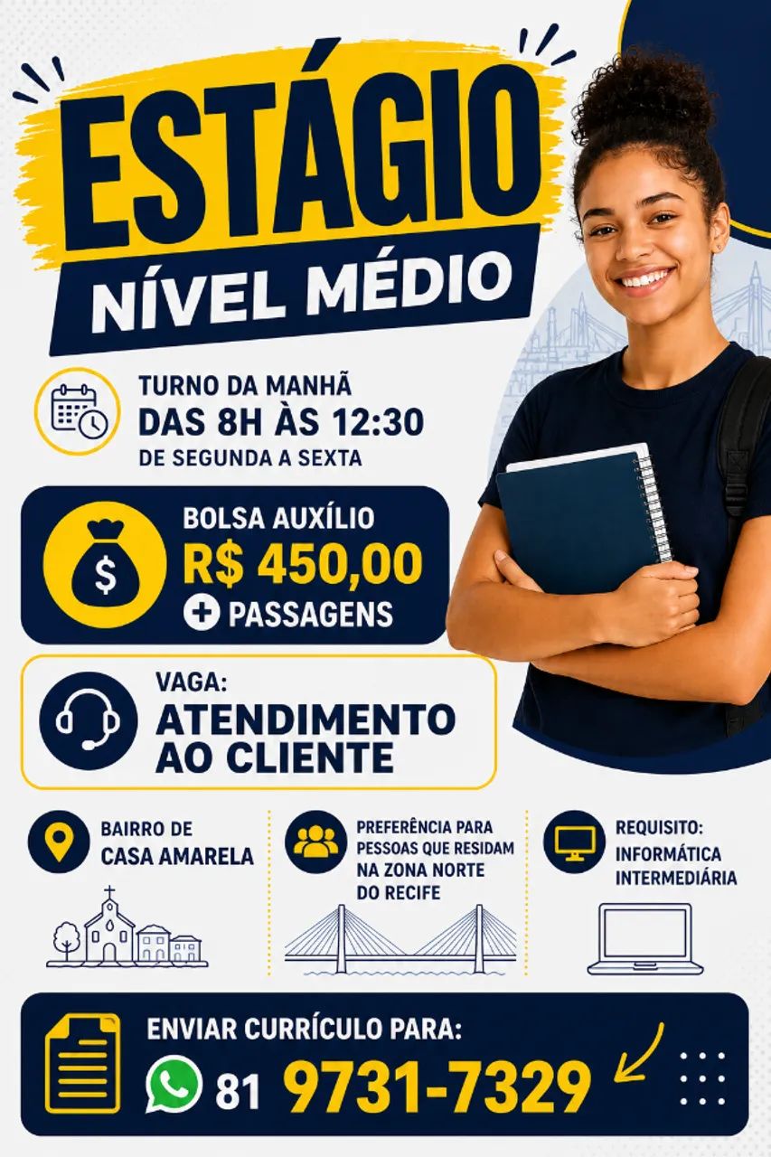 Vaga de estágio nível médio 