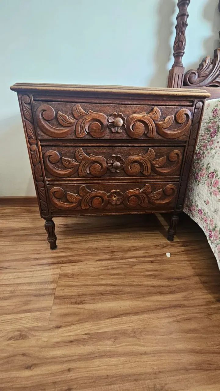 Cama antiga madeira maciça com 2 cabeceiras - Foto 2