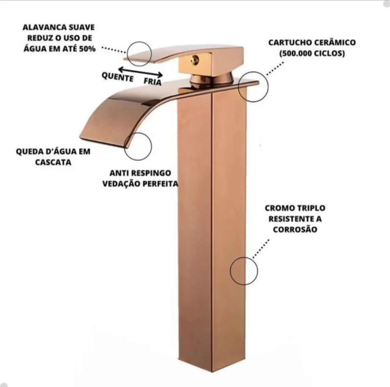 Torneira Monocomando Rose Gold - Banheiro - Água quente e fria - Foto 2
