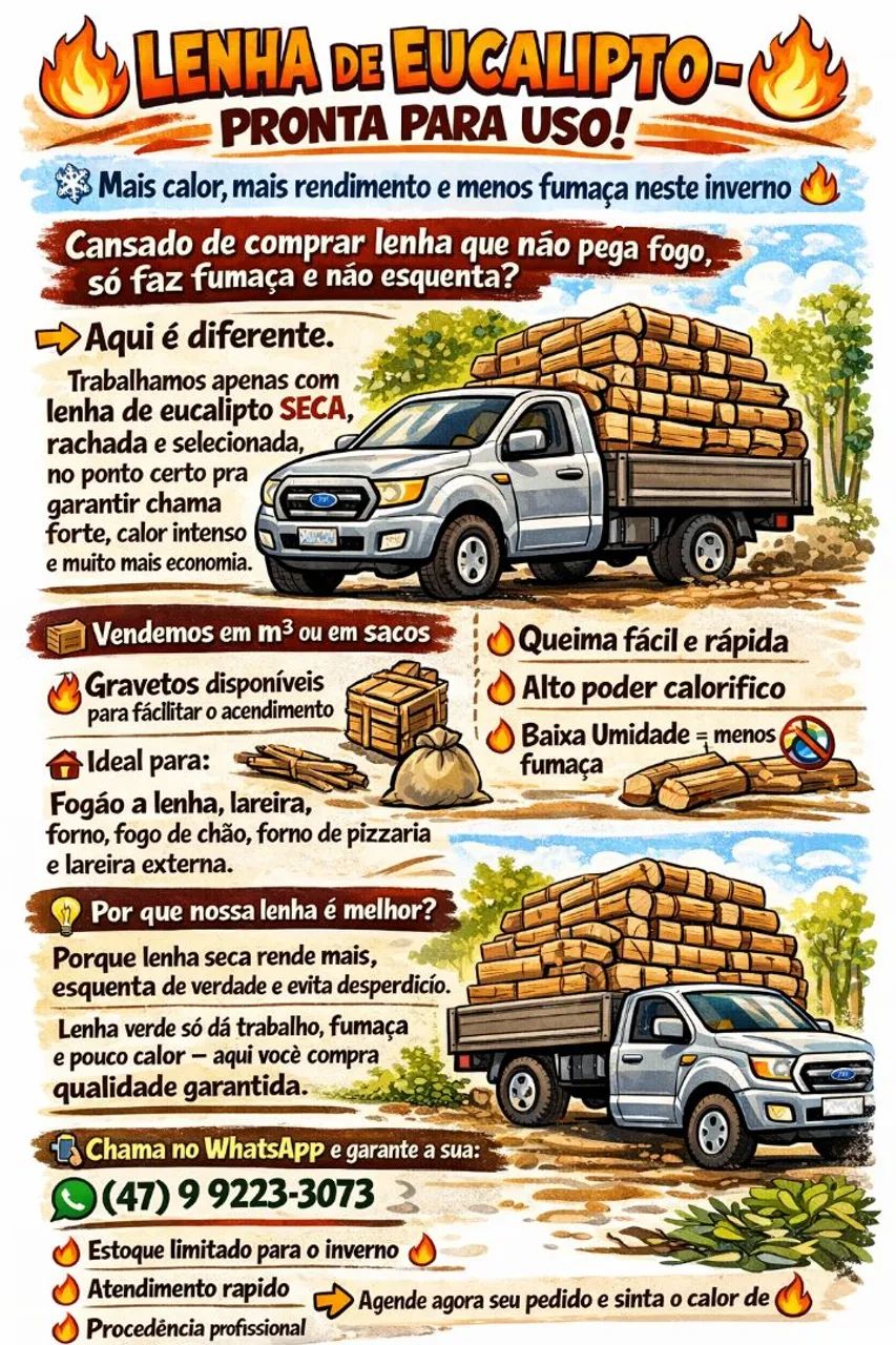 VENDO LENHA DE EUCALIPTO - PRONTA PARA USO! 
