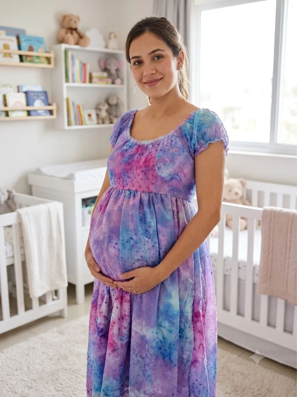 Vestido gestante - tecido tule e cetim 