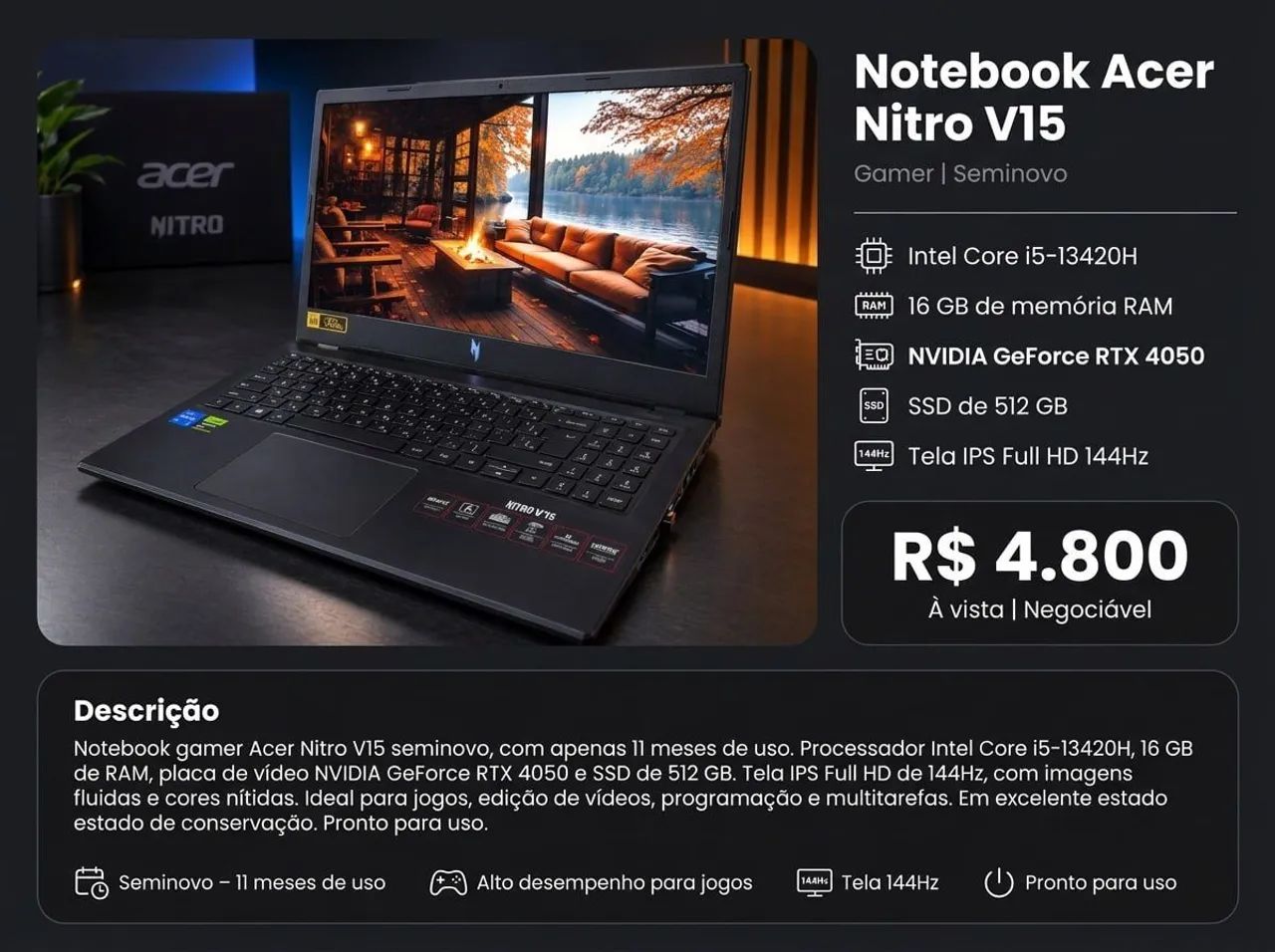 Notebook Acer Nitro V15