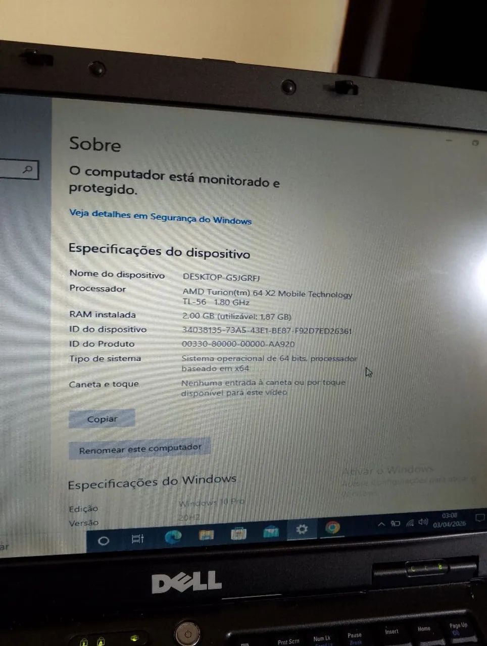 Dell Vostro 1000 15,4" AMD - Liga e Funciona - Teclado com Falha - Foto 5