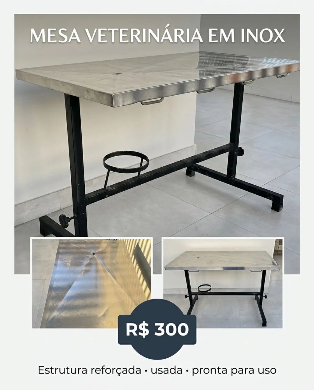 Mesa de atendimento veterinária inox - Foto 2