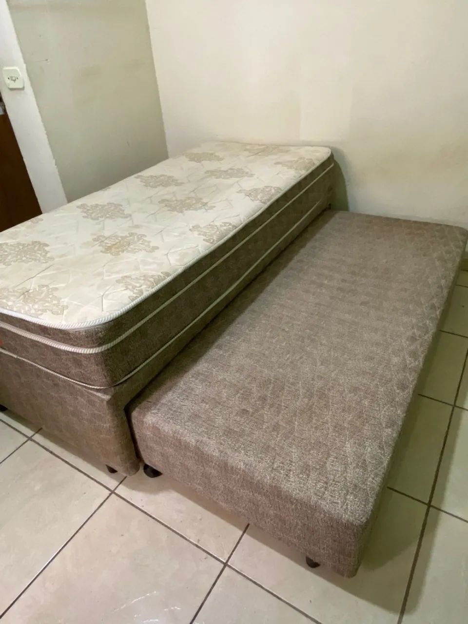 Bicama Box Solteiro com Cama Auxiliar + 2 Colchões