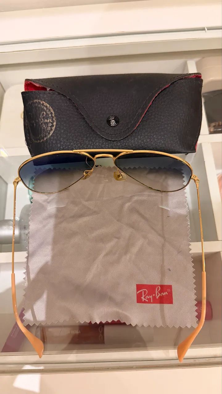 Óculos de Sol Ray-Ban Aviator Dourado - Foto 3