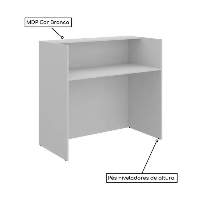 Balcão De Atendimento Com Gavetas Branco Para Loja Recepção E Escritório - 63094 - Foto 4