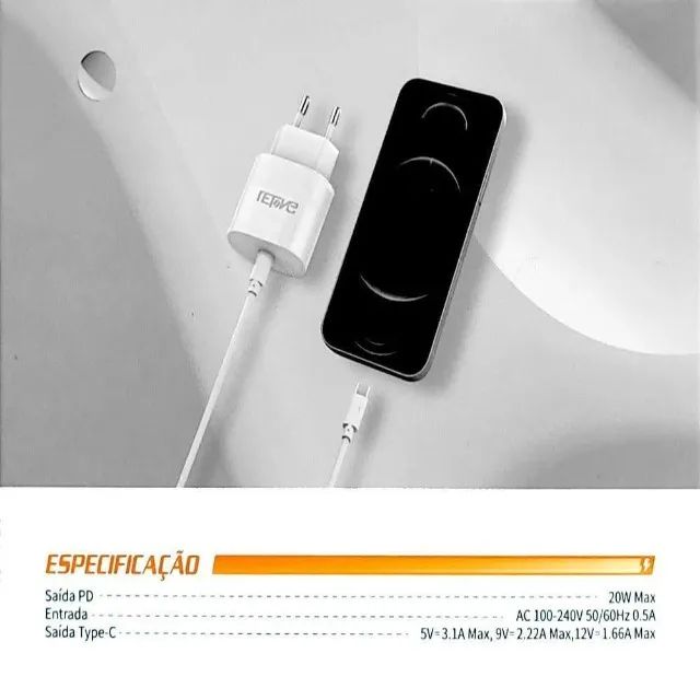 Carregador Tipo c Turbo Power 20w Com Cabo *ENTREGA GRÁTIS* - Foto 5