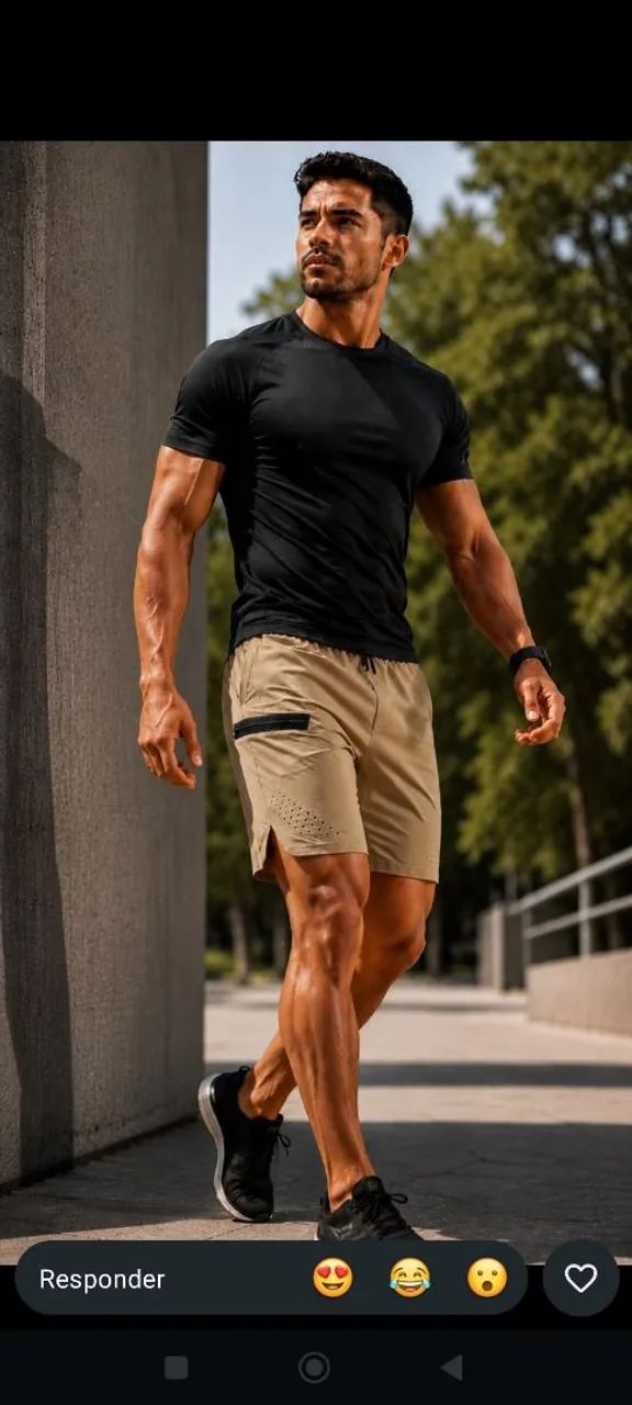 short elastano com zipper no bolso liso  - Foto 4