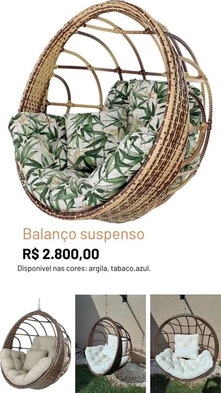 Balanço suspenso de fibra sintética 