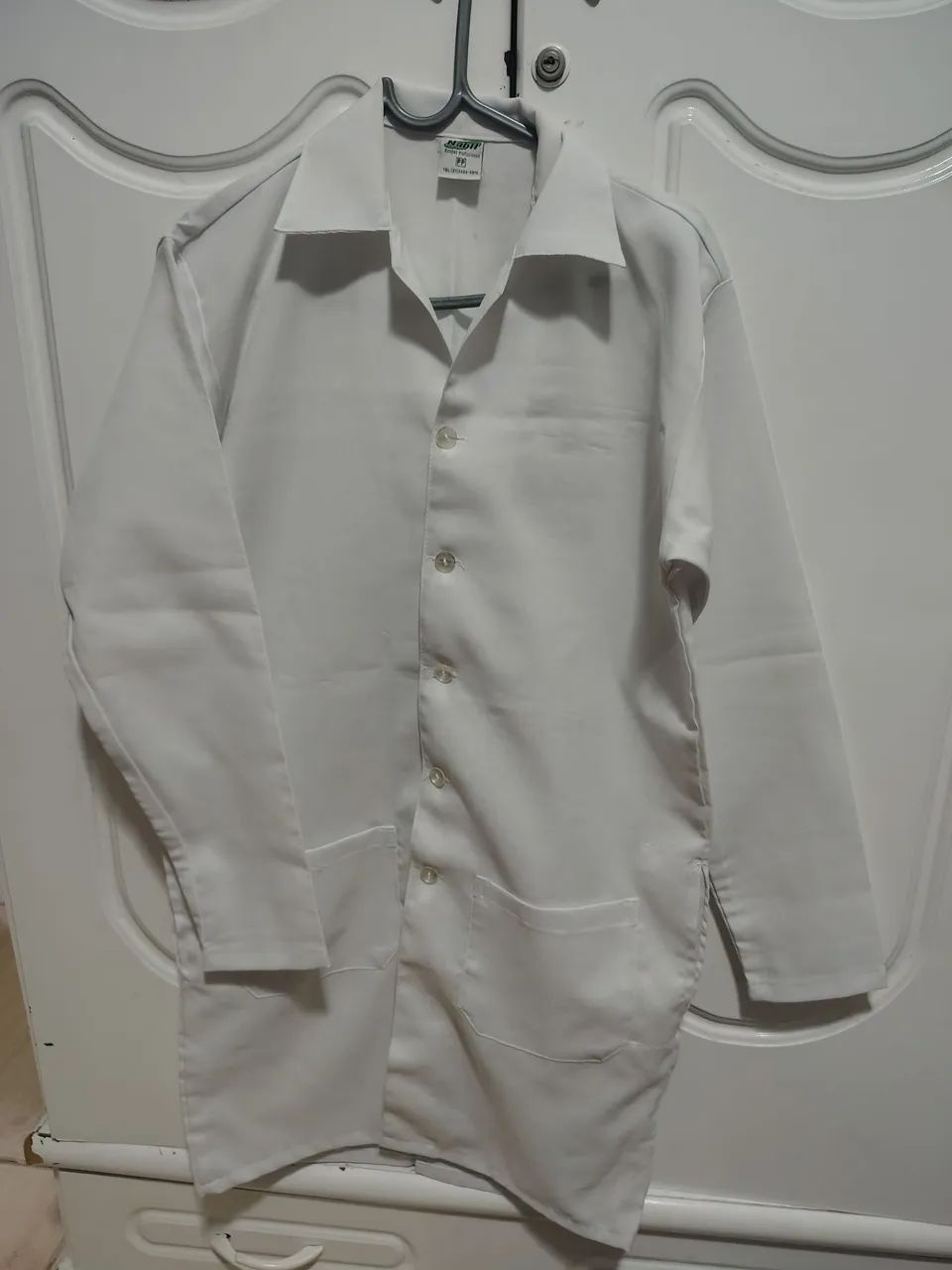 Jaleco branco manga longa 