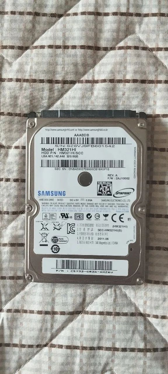 HD Samsung Sata notebook 320 GB 