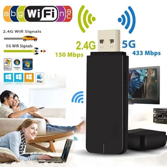 Adaptador wifi usb Dual Band 2.4Ghz e 5Ghz