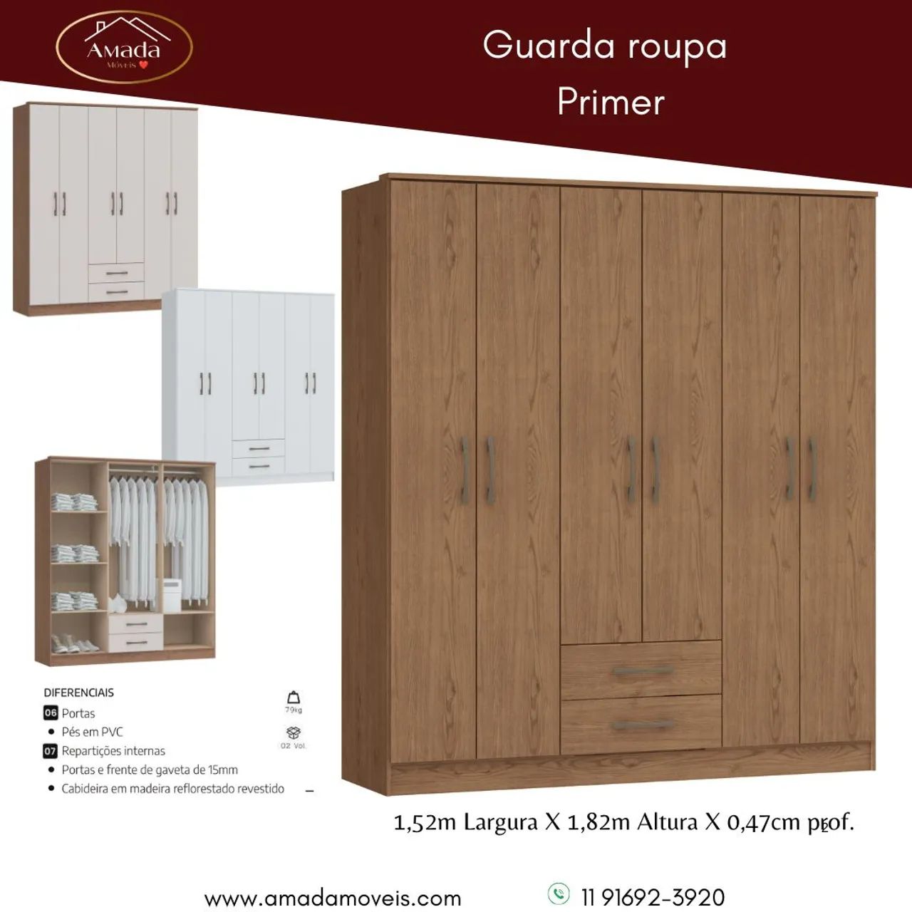 Guarda roupa casal primer , à pronta entrega 
