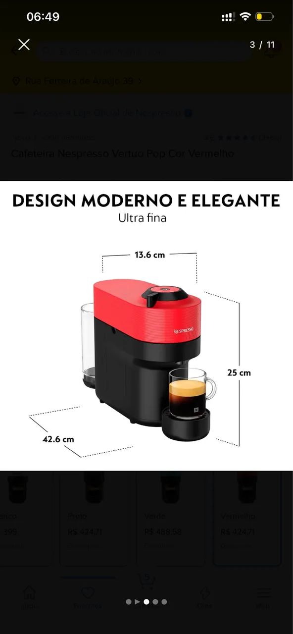 Cafeteira Nespresso Vertuo Pop Cor Vermelho - Foto 3