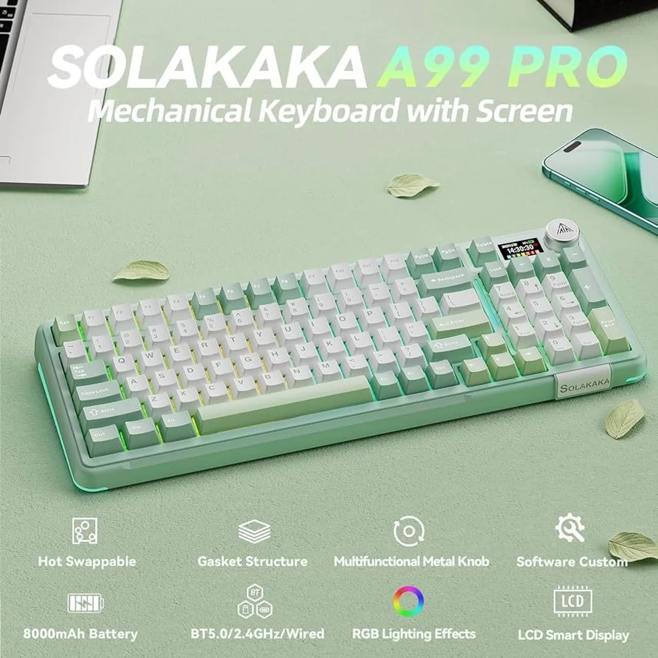 Teclado mecânico Solakaka A99 Pro c/ TFT - Foto 2