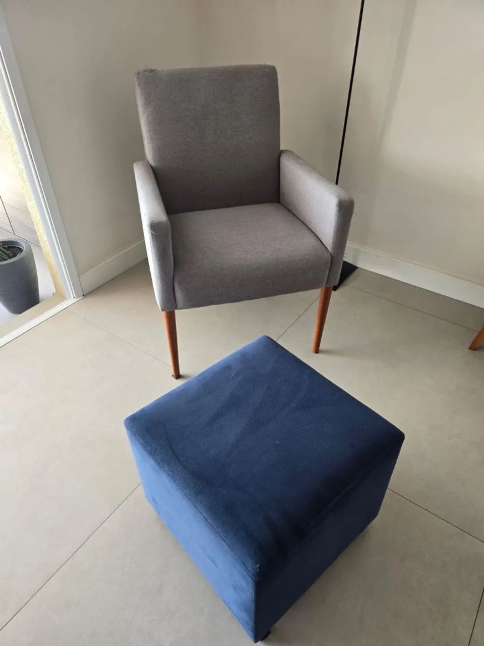 Puff Azul em Suede - Foto 4