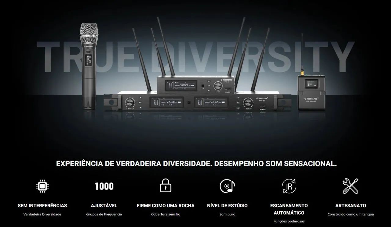 Sistema de Microfone sem fio duplo com Tecnologia True Diversity PTU-2U-1H1B - Foto 2