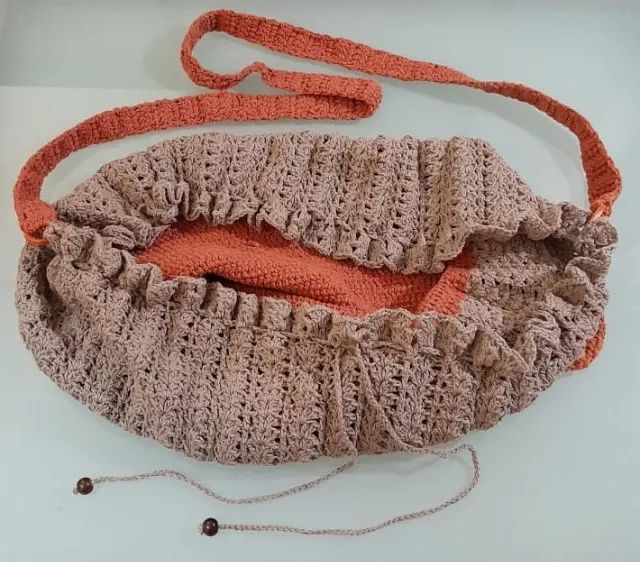 Bolsa de crochê em tons terrosos - Foto 3