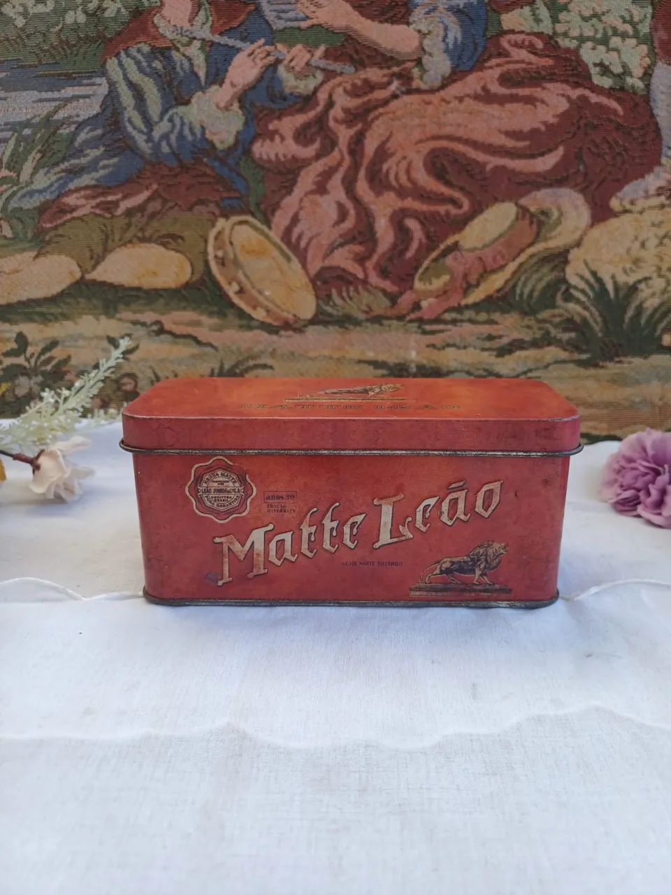 Lata antiga chá mate Leão colecionável  - Foto 2