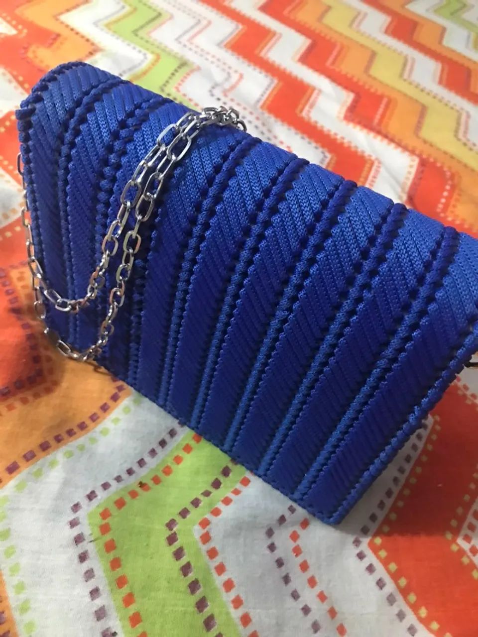 Bolsa Artesanal em Tela - Cor Azul - Foto 4