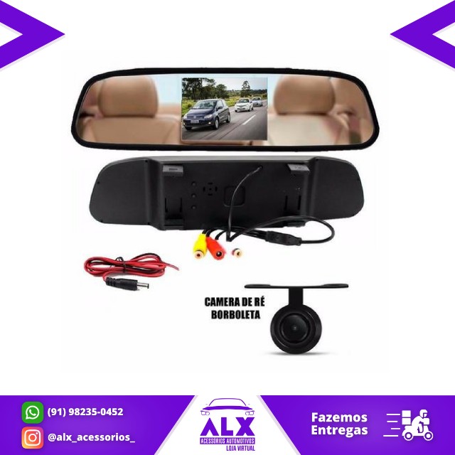 Retrovisor +  C/ Câmera - Espelho - Câmera de Ré