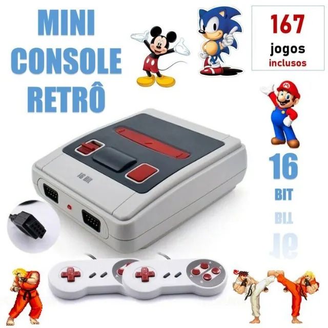 Video Game Retrô 167 Jogos Mega Drive Sega 16 Bits 2 Controles