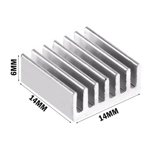 20 unidades de Dissipador de Calor de Alumínio com Autoadesivo 14x14x6mm VRM - CPU - GPU