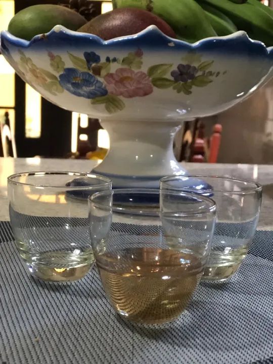 Antigo Lote com 3 copinho de cristal 