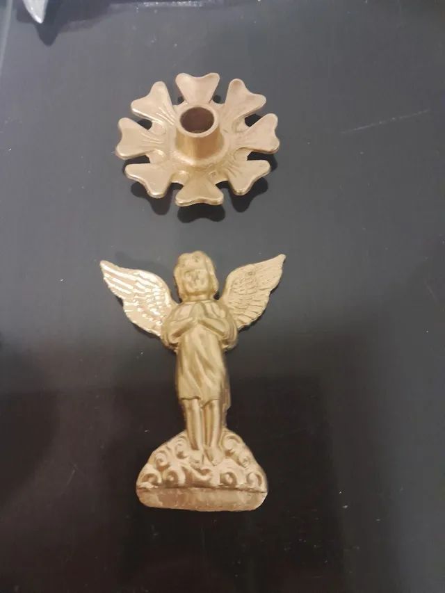 Anjo e 1 palmatoria de sétimo dia em bronze  - Foto 3