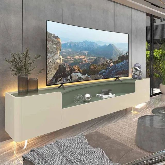 Rack Infinity 100% MDF Larg. 2.30m C/ Pés de Vidro !! Rf3282m - Foto 2
