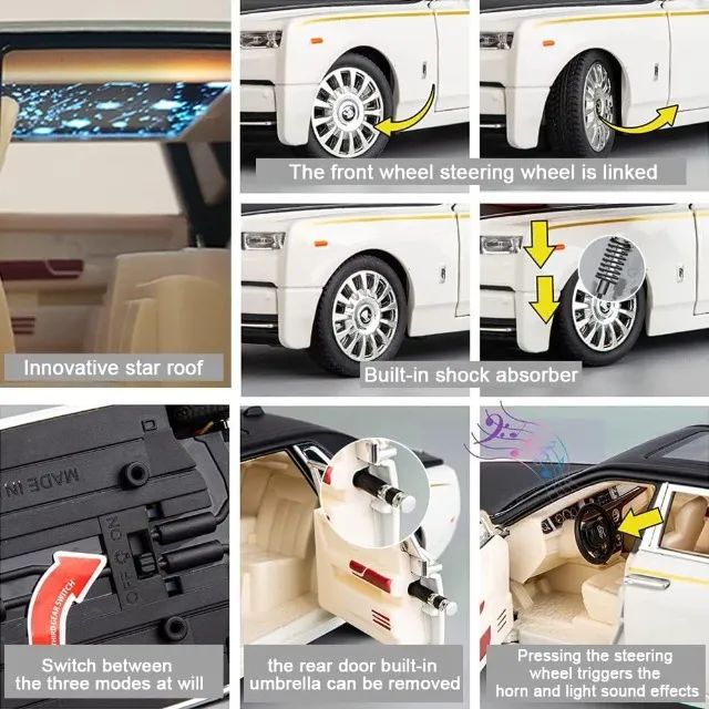 Miniatura Rolls Royce Phantom Phantom Limousines Miniatura Metal C 1/18   29cm Carro - Foto 4