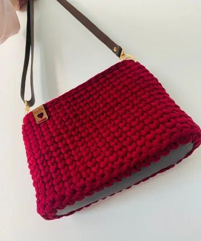 Lindas Bolsas em Tricô,  com Couro!  - Foto 4