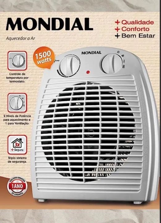 Aquecedor de Ar Mondial 3 em 1 - Potência e Segurança para Dias Frios!