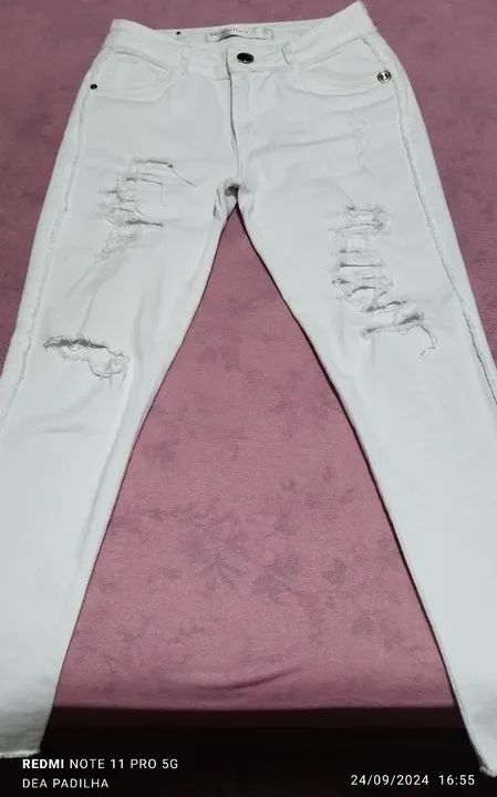 Calça Skinny  Branca Destroyed Morena Rosa  - Foto 2