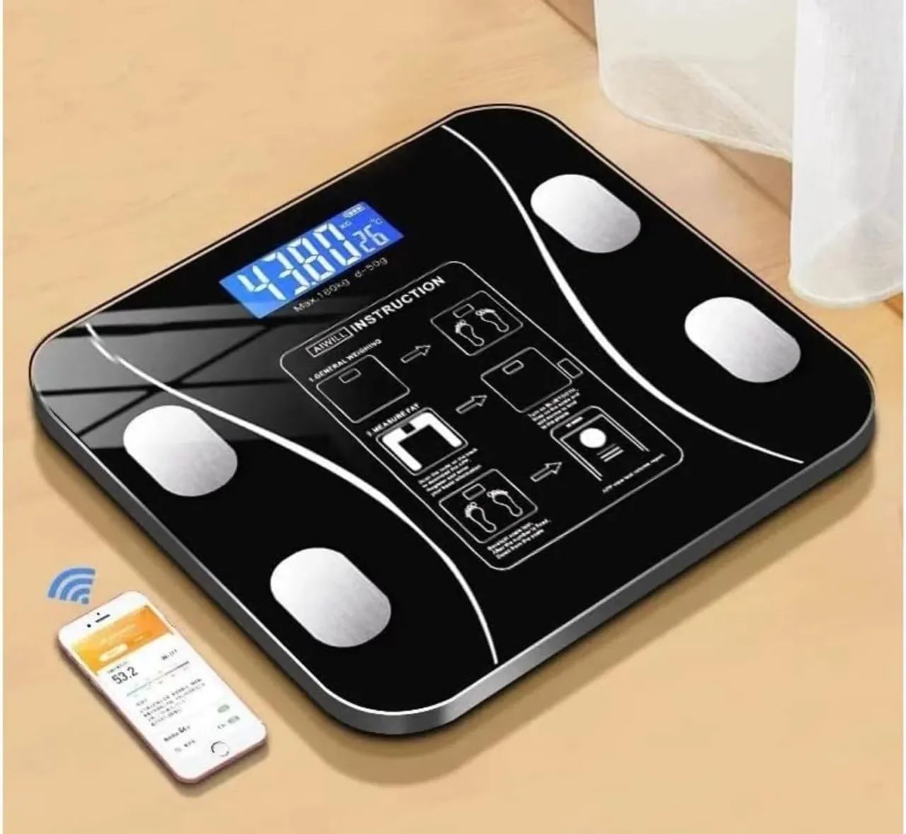 Balança Digital Bioimpedância Corporal Vidro 140kg Bluetooth - Foto 3