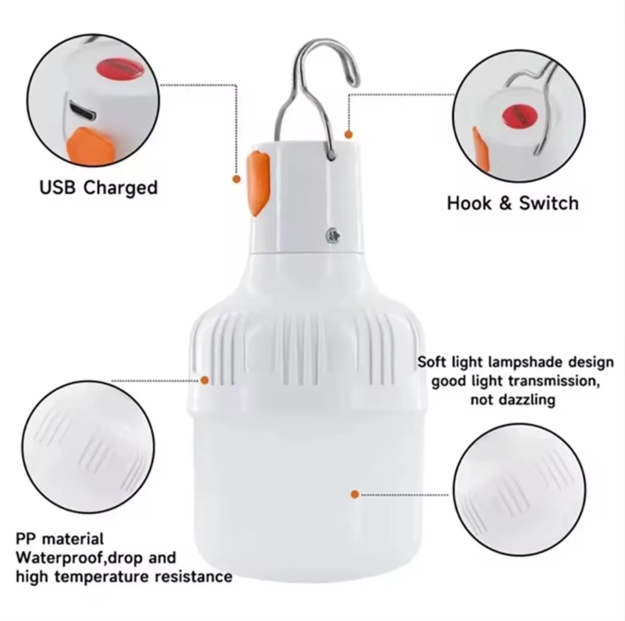 Lâmpada LED USB Recarregável de Alto Brilho Portátil - Foto 3