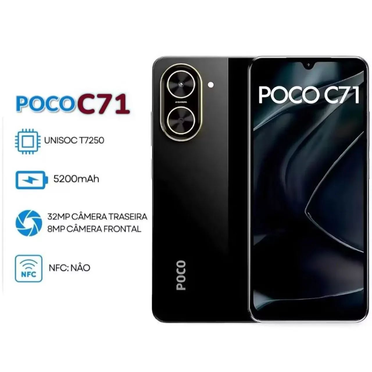 POCO C71 64GB / 3GB RAM Preto - Novo Lacrado Original Xiaomi