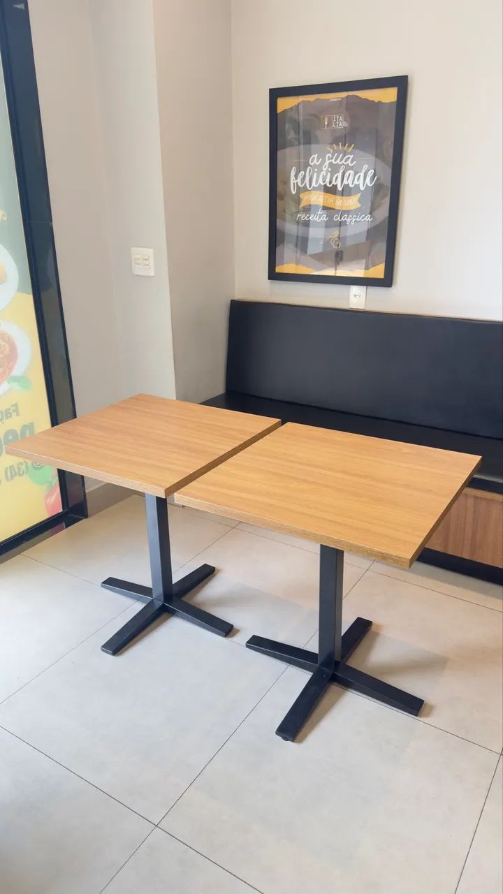 Mesa Quadrada 70x70cm Base Metálica Preto - Foto 5