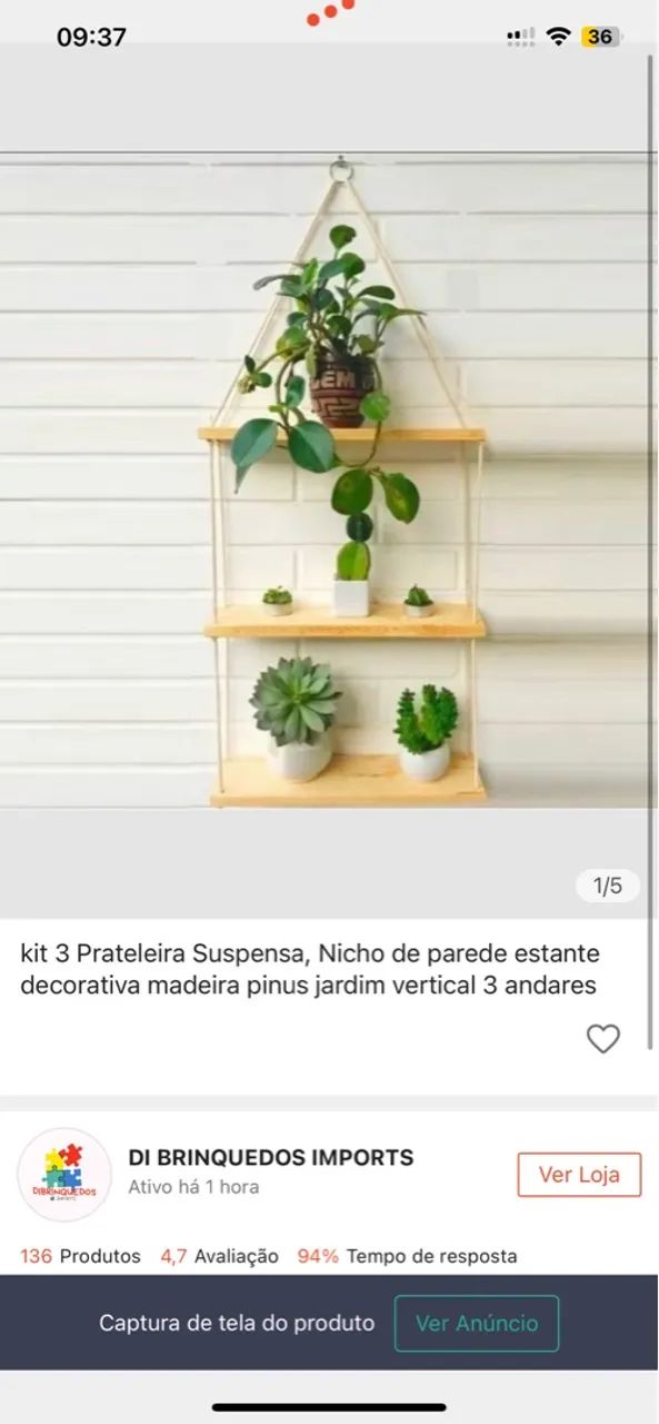 Kit 3 prateleiras suspensas 