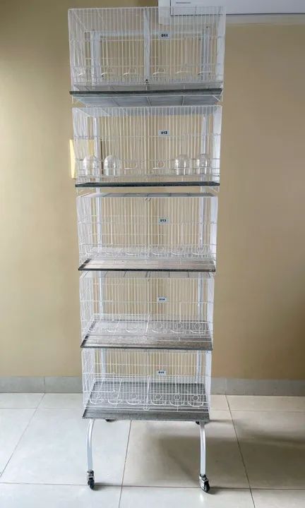 RACK COM 5 CRIADEIRAS P/ CANÁRIO (6 COMEDORES)