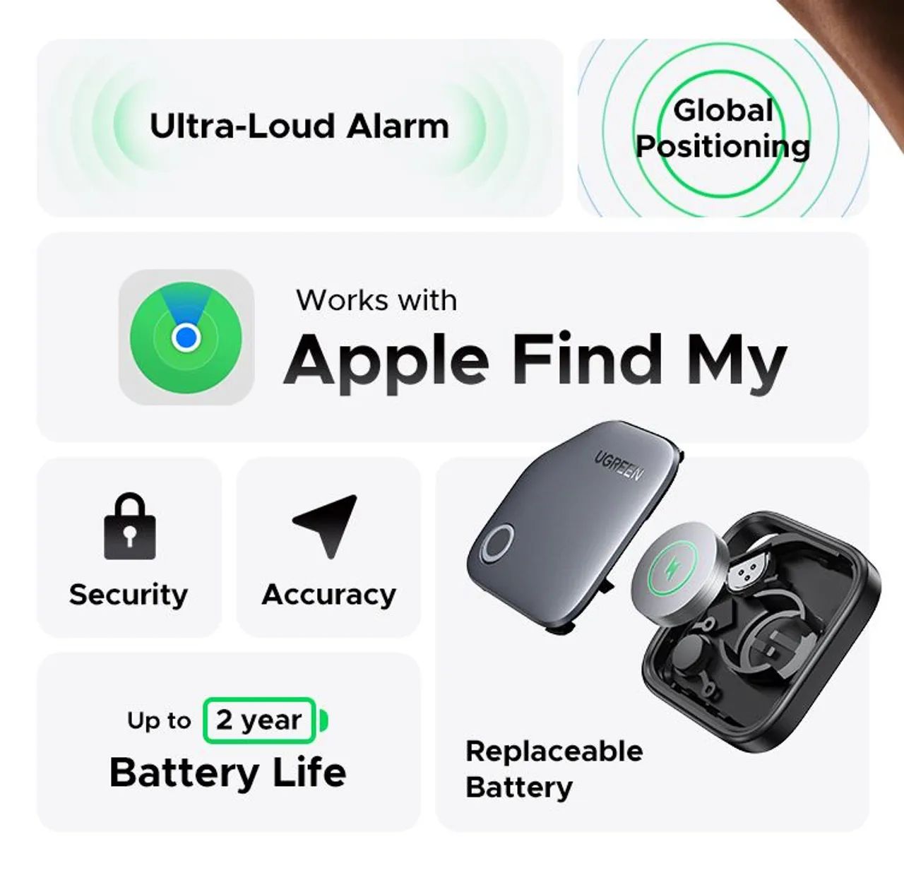 Rastreador Smart Finder Ugreen Finetrack Compatível Com Apple Find My