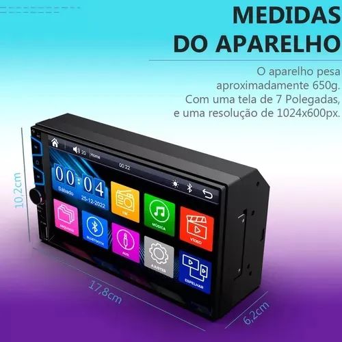 Multimídia 7 Polegadas Tela Touch Bluetooth entregamos 
