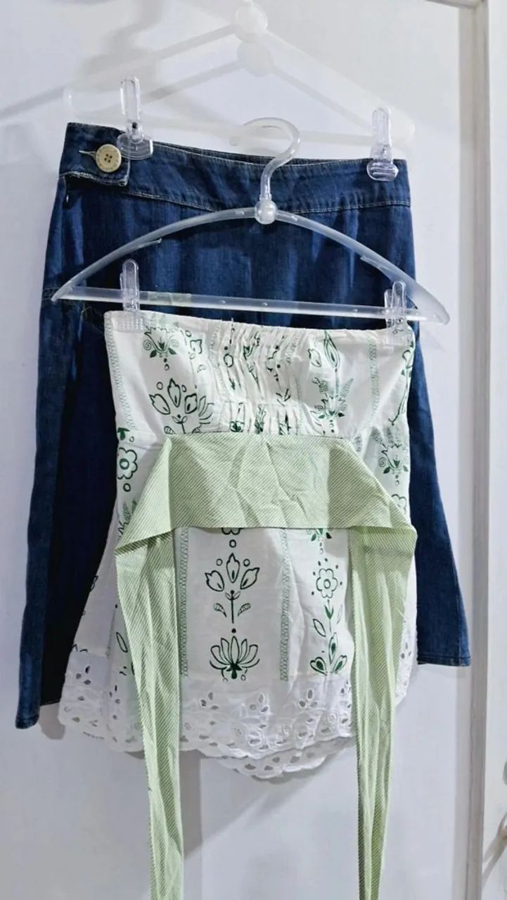 Conjunto saia jeans com tomara que caia tam 38 - Foto 4