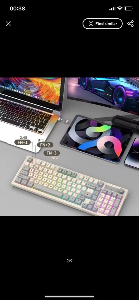 Teclado Mecânico RGB - Novo - Sem fio Wireless e Bluetooth