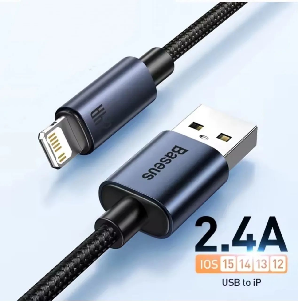 Cabo Lightning Baseus Original, 2.4A, alta velocidade, 1m (Novo)