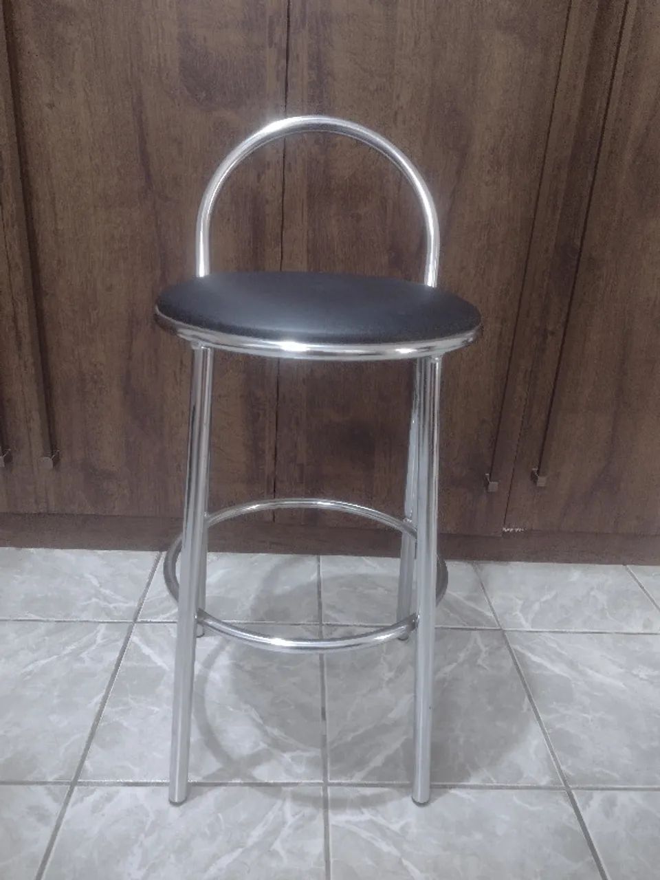 Banqueta cromada alta