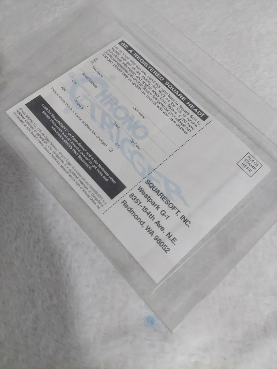 Cartão de Registro  Square Soft chrono Trigger  - Foto 2